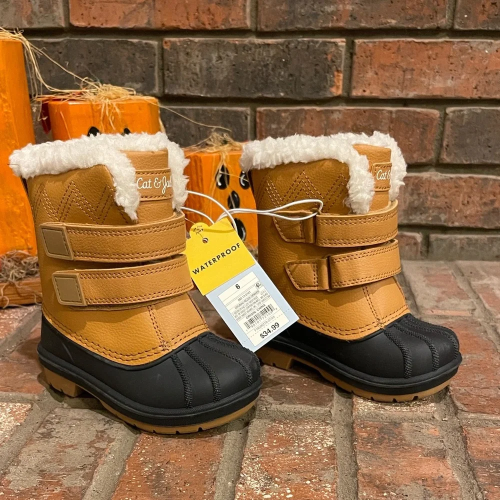 Cat & Jack Tan and Black Kids' Waterproof Boots
